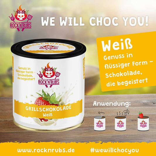 Grillschokolade Weiß Teaser - Genuss in flüssiger Form - We will Choc You